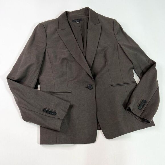 Ann Taylor Wool Blend Single Button Blazer Womens 12 Peak Lapel Office Wear - Picture 1 of 9